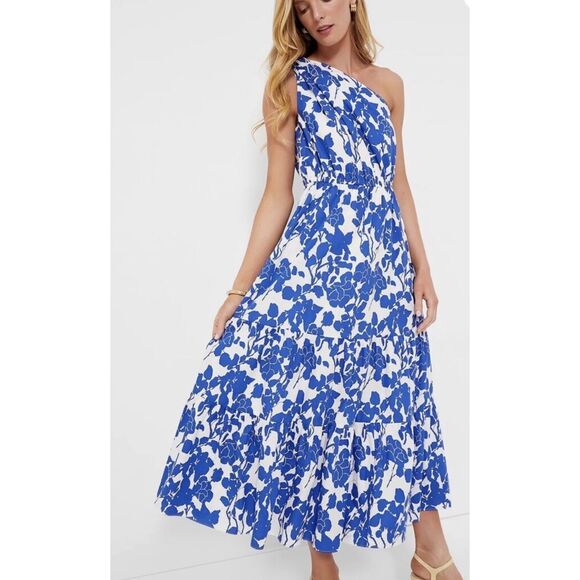 Hyacinth House Blue Floral One Shoulder Sybil Maxi Dress Size Large NEW Blue - Picture 3 of 5